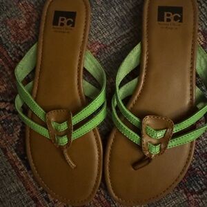 BC Footwear Green and Brown Strappy Sandals